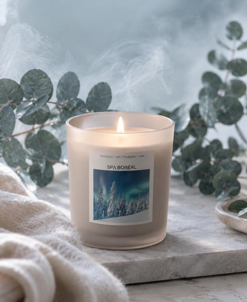 Eucalyptus scented candle in the Breathe atmosphere
